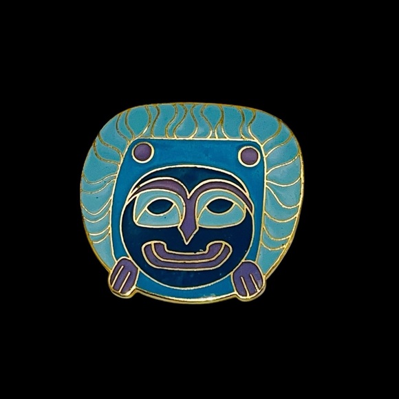 Collectible Artique Alaskan Artist Barbara Lavallee Cloisonné Tiki Mask Pin - Picture 4 of 10